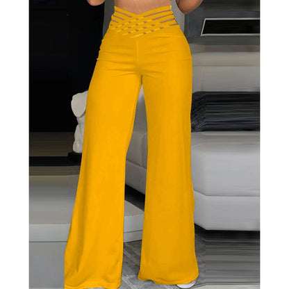LP | Pantaloni svasati in elastan con vita incrociata