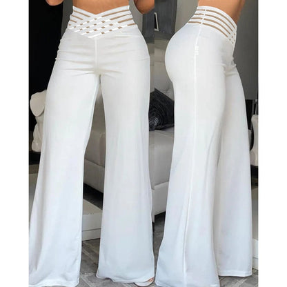 LP | Pantaloni svasati in elastan con vita incrociata
