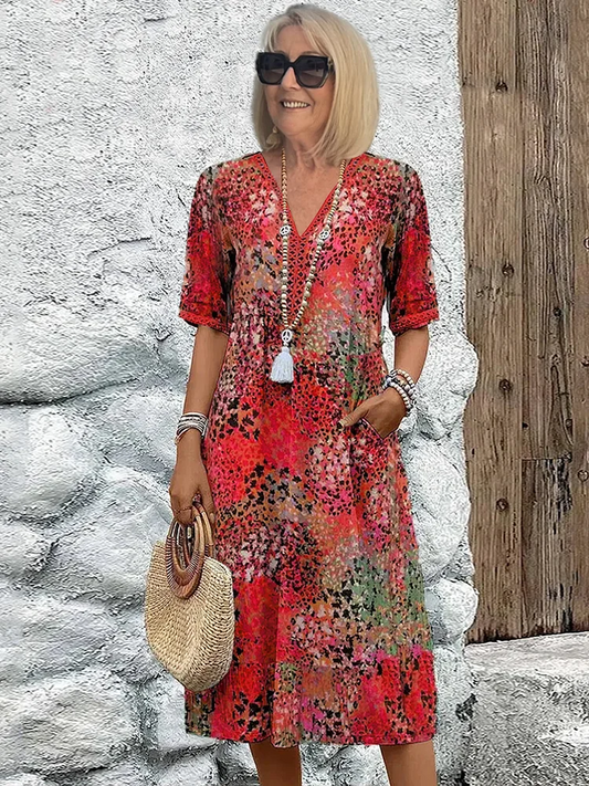 LP | Vestito midi - Cotone, Floreale, Abbigliamento donna elegante