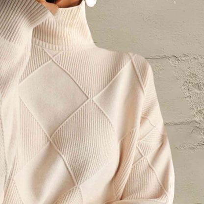 LP | Maglione chic a collo alto in maglia geometrica