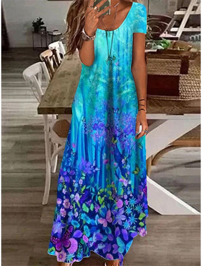 LP | Maxi abito da donna con stampa floreale, perfetto per l'estate