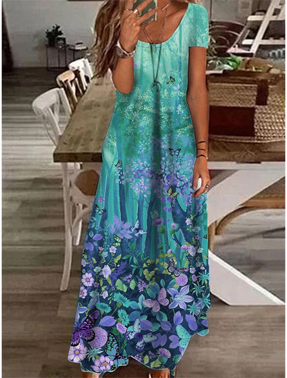 LP | Maxi abito da donna con stampa floreale, perfetto per l'estate
