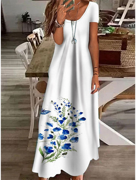 LP | Maxi abito da donna con stampa floreale, perfetto per l'estate