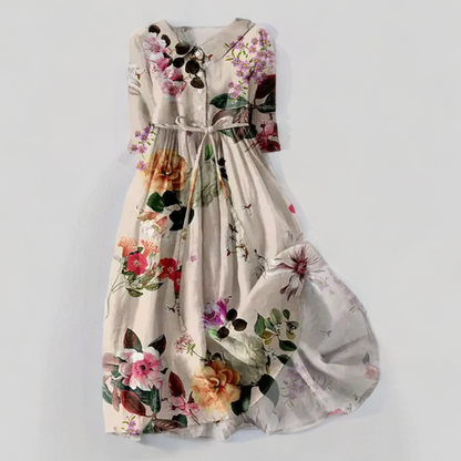 LP | Abito midi con stampa floreale e allacciatura