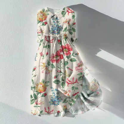 LP | Abito midi con stampa floreale e allacciatura