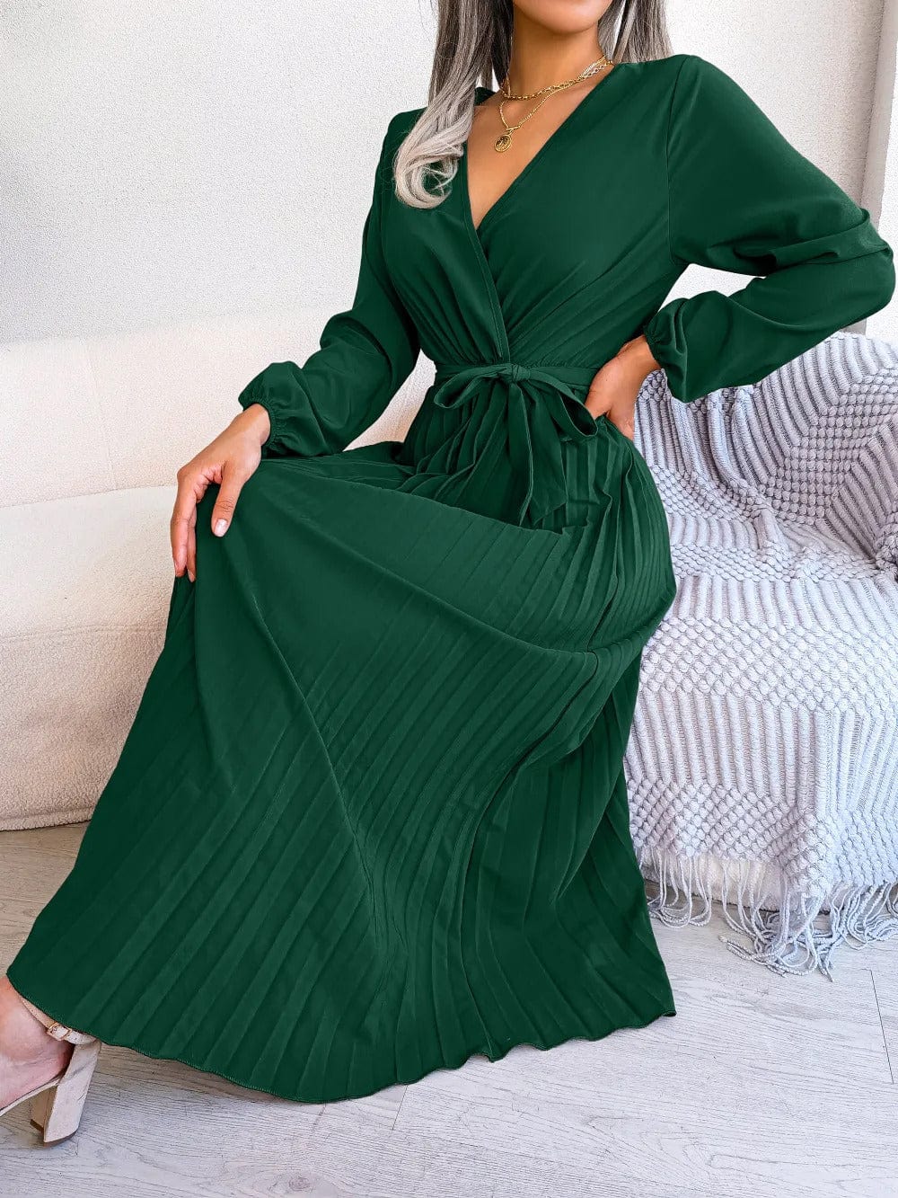 LP | Abito lungo in chiffon a pieghe