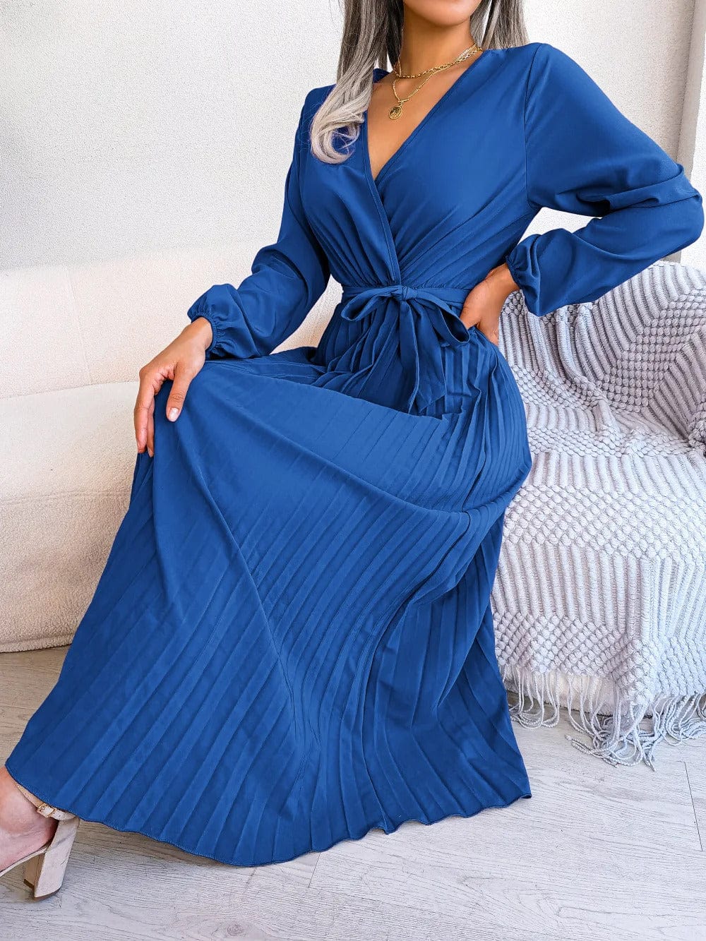 LP | Abito lungo in chiffon a pieghe