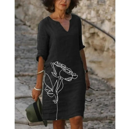 LP | Abito midi con scollo a V e motivo floreale