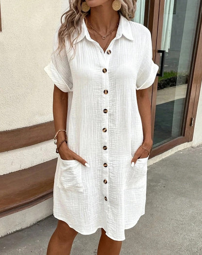 LP | Abito camicia casual con bottoni e tasche - maniche corte