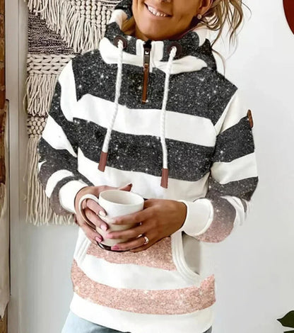LP | Felpa con cappuccio a righe con coulisse