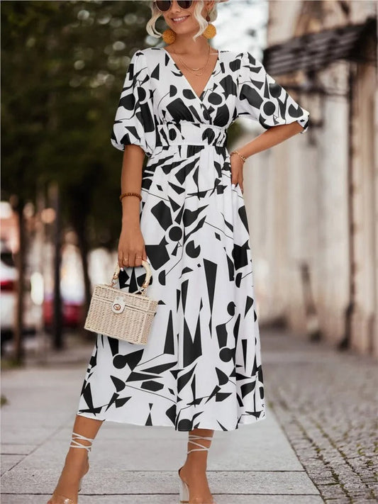 LP | Maxi abito con scollo a V floreale