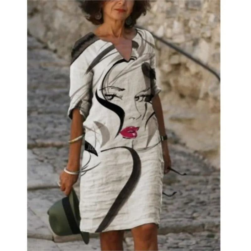 LP | Abito midi con scollo a V e motivo floreale