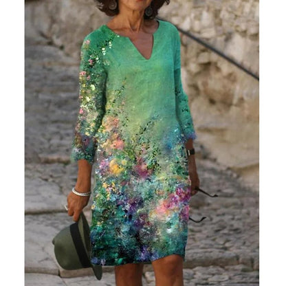 LP | Abito midi con scollo a V e motivo floreale