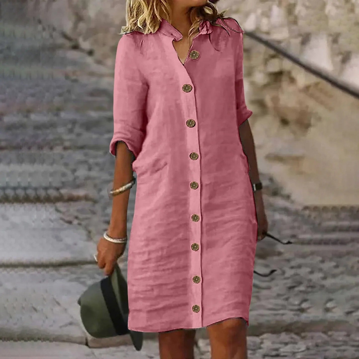 LP | Abito a camicia con risvolto e bottone