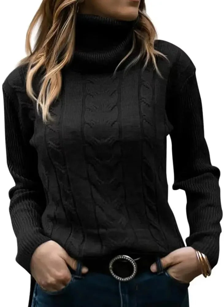 LP | Elegante maglione a collo alto in maglia a cavi