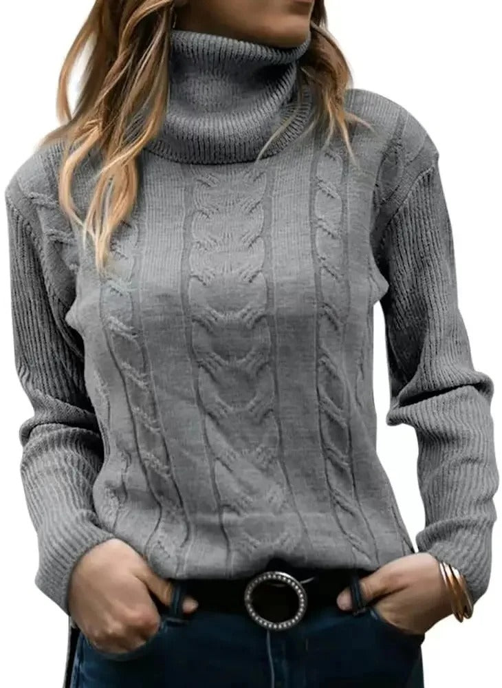 LP | Elegante maglione a collo alto in maglia a cavi