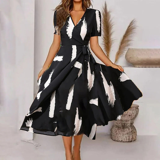 LP | Maxi abito da donna con stampa vintage