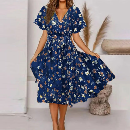 LP | Maxi abito da donna con stampa vintage