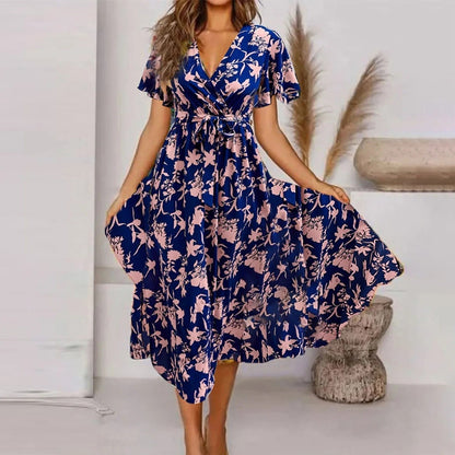 LP | Maxi abito da donna con stampa vintage